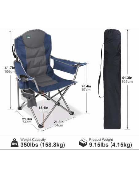 Silla de Camping Plegable Northroad Acolchada 158.76 kg Azul