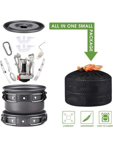 Set de Cocina para Camping G4Free 14 Piezas Aluminio Negro Set de Cocina para Camping G4Free 14 Piezas Aluminio Negro