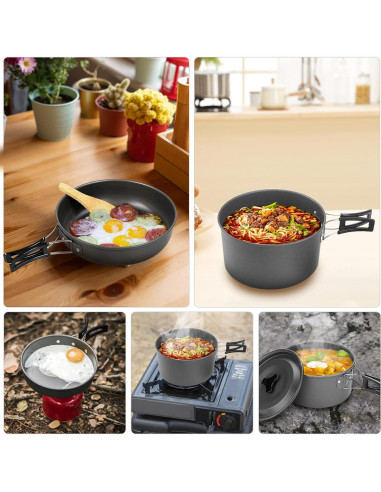 Kit de Cocina para Camping Lixada 10 Piezas Aluminio Antiadherente