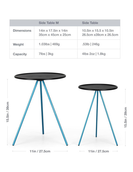 Mesa Lateral Plegable Helinox Mediana 35.56 cm Negra para Camping Mesa Lateral Plegable Helinox Mediana 35.56 cm Negra para Camping