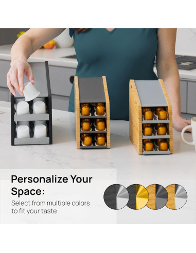 Soporte de cápsulas de café Ibyx 2 niveles bambú natural 24 K Cups