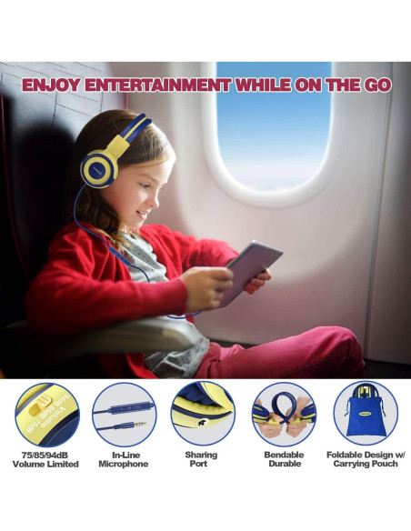 Auriculares Estéreo SIMOLIO con Micrófono y Limitador de Volumen Auriculares Estéreo SIMOLIO con Micrófono y Limitador de Volumen