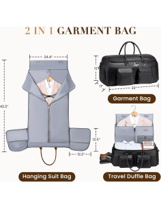 Bolsa Duffle de Ropa Convertible Geyatech 2 en 1 Negra 2