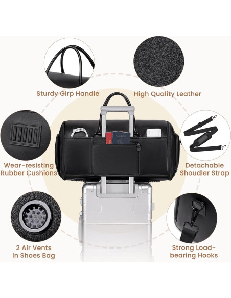 Bolsa Duffle de Ropa Convertible Geyatech 2 en 1 Negra Bolsa Duffle de Ropa Convertible Geyatech 2 en 1 Negra