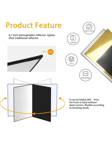 Reflector de Luz Plegable TORMEN 42x30 cm 3 en 1 A3 Reflector de Luz Plegable TORMEN 42x30 cm 3 en 1 A3