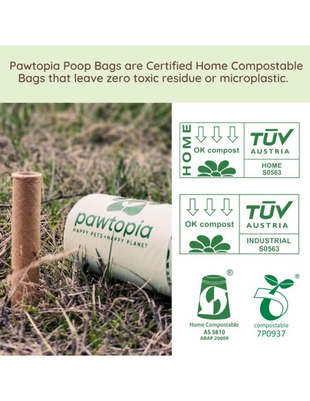 Bolsas de Poop Compostables Pawtopia 240 Unidades con Portabolsas Bolsas de Poop Compostables Pawtopia 240 Unidades con Portabolsas