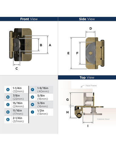 Bisagra Doble Desmontable Amerock BP8704BB 13mm Latón Pulido
