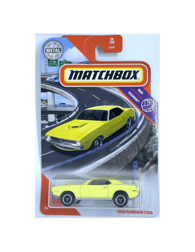Auto de Juguete Matchbox 1970 Plymouth Cuda Amarillo 1:64