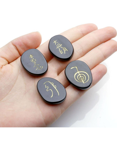Piedras de Chakra de Ágata Negra CrystalTears 4 Pcs