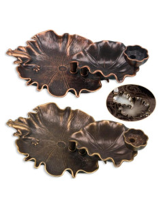Quemador de Incienso ZORZA Loto y Rana Vintage Metal 2 Pcs