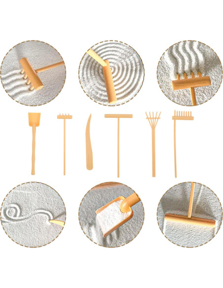 Juego de 6 Rastrillos de Jardín Zen Toyvian de Bambú 15.5 cm Juego de 6 Rastrillos de Jardín Zen Toyvian de Bambú 15.5 cm