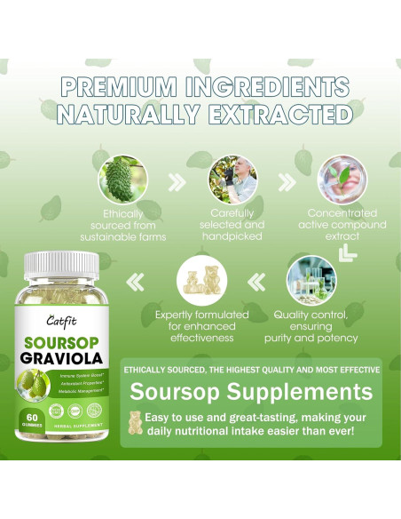 Gomitas de Graviola Catfit 60 Unidades - Antioxidante y Vegano Gomitas de Graviola Catfit 60 Unidades - Antioxidante y Vegano