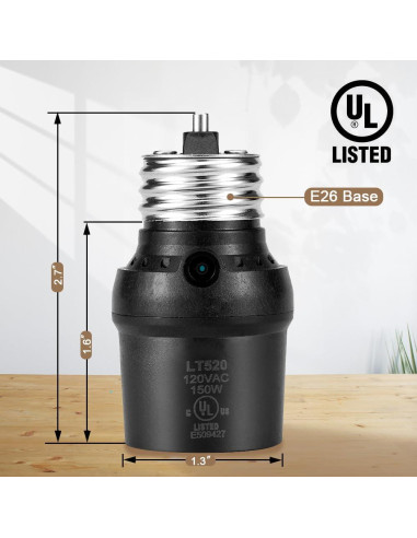 Enchufe Sensor de Luz Mighmia E26 E27 2 Piezas 150W