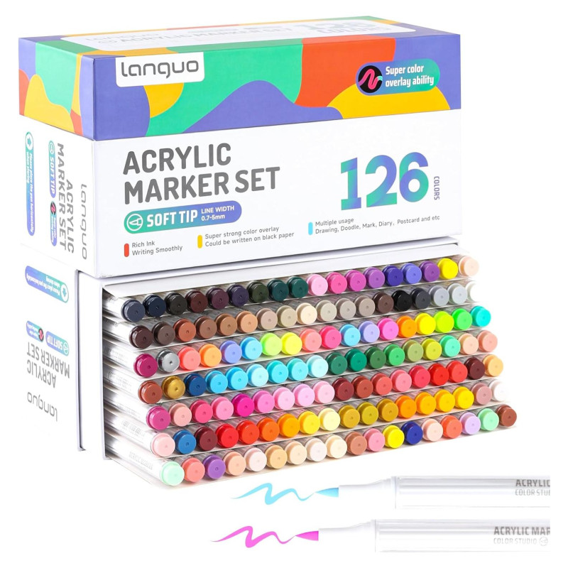 Set de 126 Marcadores de Pintura Acrílica Languo - Multicolor