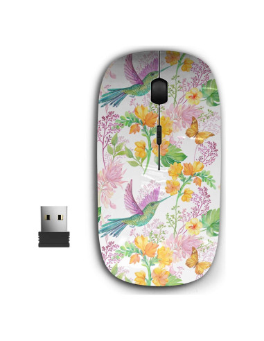 Ratón Inalámbrico Ergonómico KAWAMOUSE Floral 2.4GHz