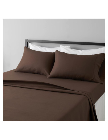 Juego de Sábanas Microfibra Amazon Basics Reina Chocolate 4 Piezas