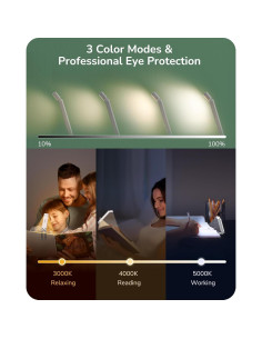 Lámpara de Lectura Recargable EDISHINE Blanca 3 Modos de Color 2