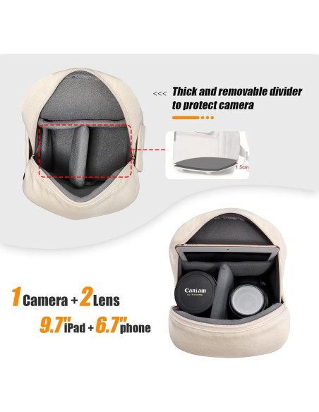 Bolsa de cámara Cwatcun cruzada para DSLR y mirrorless 23x14x30cm Bolsa de cámara Cwatcun cruzada para DSLR y mirrorless 23x14x30cm