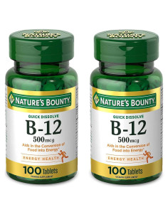 Vitaminas B12 Nature's Bounty 500mcg 100 Tabletas Paquete de 2