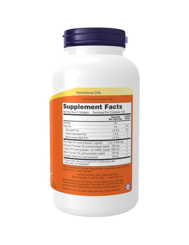 NOW Omega 3-6-9 1000 mg 250 Gelatinas Blandas - Aceites Esenciales