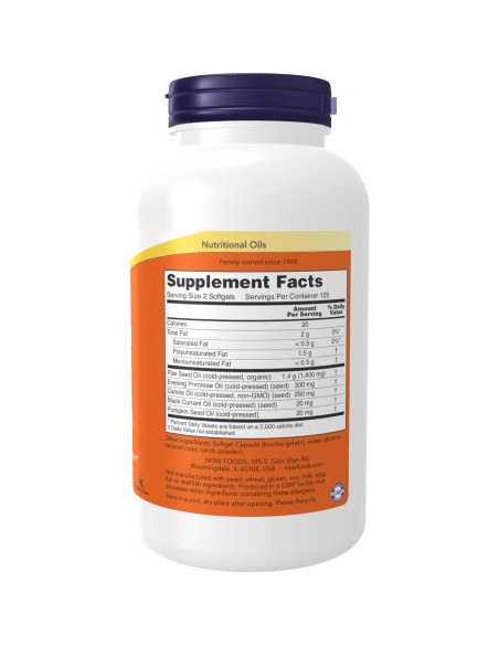 NOW Omega 3-6-9 1000 mg 250 Gelatinas Blandas - Aceites Esenciales NOW Omega 3-6-9 1000 mg 250 Gelatinas Blandas - Aceites Esenciales