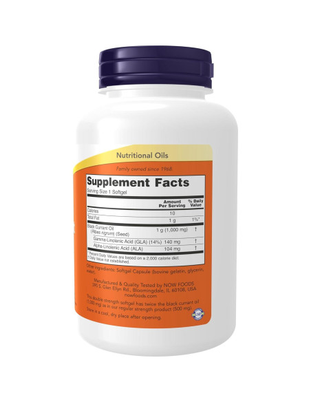 Suplemento NOW Foods Aceite de Grosella Negra 1000 mg GLA 140 mg Suplemento NOW Foods Aceite de Grosella Negra 1000 mg GLA 140 mg