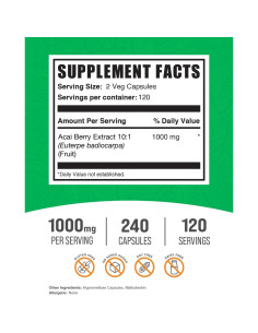 Cápsulas de Acai Berry BulkSupplements 1000mg - 240 Conteo 2