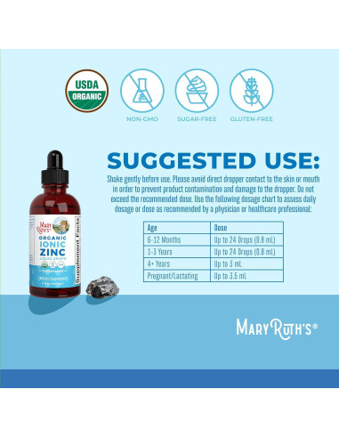 Suplemento de Zinc Líquido MaryRuth 118.29 ml Vegano Sin Sabor