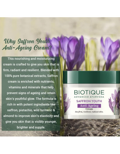 Crema Facial y Corporal Biotique Saffron Dew 50g Hidratante