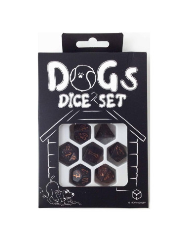Juego de Dados Poliedros Perros Luna Q-Workshop 7 Piezas