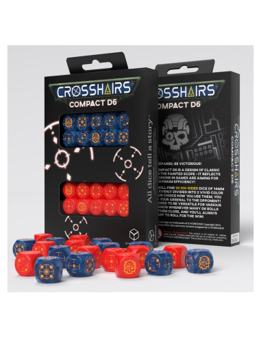 Dados D6 Compactos Q-Workshop Cobalto y Rojo 20 Piezas 14mm