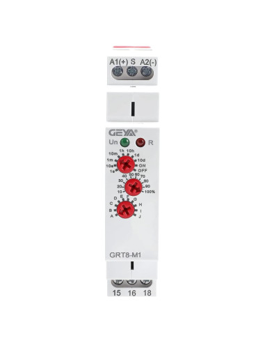 Relé de Tiempo Multifuncional GEYA GRT8-M1 16A AC/DC 12V-240V