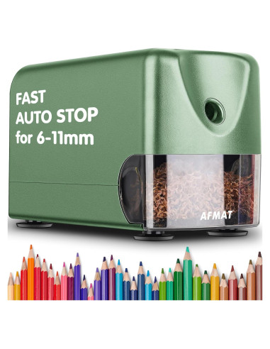 Afilador Eléctrico de Lápices AFMAT Verde 6-11mm Automático