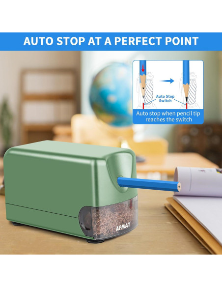 Afilador Eléctrico de Lápices AFMAT Verde 6-11mm Automático Afilador Eléctrico de Lápices AFMAT Verde 6-11mm Automático