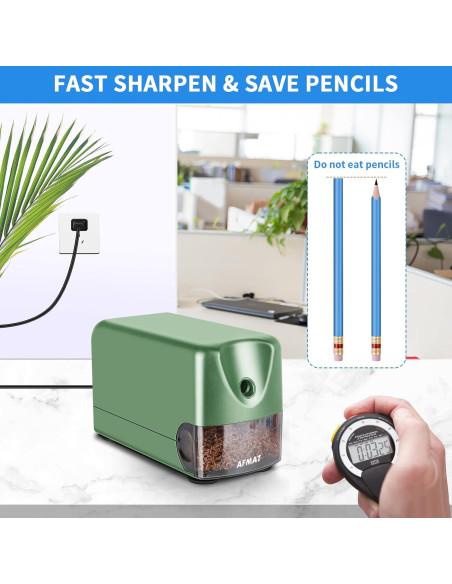Afilador Eléctrico de Lápices AFMAT Verde 6-11mm Automático Afilador Eléctrico de Lápices AFMAT Verde 6-11mm Automático
