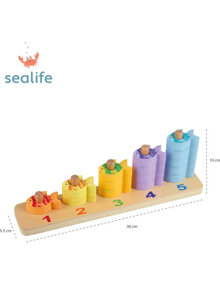 Juguete de Apilamiento de Madera Juguetes de Naranja - Peces Contando hasta 5 Juguete de Apilamiento de Madera Juguetes de Naranja - Peces Contando hasta 5