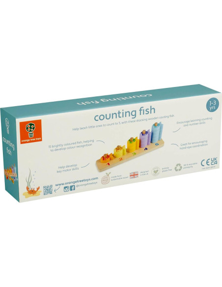 Juguete de Apilamiento de Madera Juguetes de Naranja - Peces Contando hasta 5 Juguete de Apilamiento de Madera Juguetes de Naranja - Peces Contando hasta 5