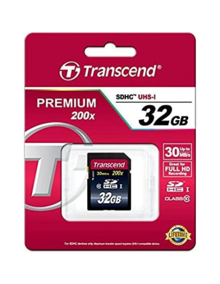 Tarjeta de Memoria Transcend 32GB SDHC Clase 10 Azul Tarjeta de Memoria Transcend 32GB SDHC Clase 10 Azul