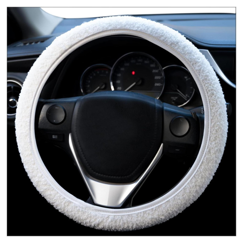 Funda de Volante Esponjosa SAADIAUTO para Mujeres 38 cm Blanco