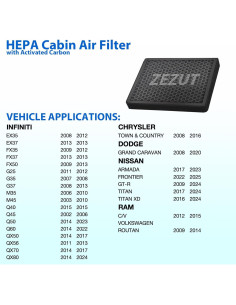 Filtro de Aire de Cabina ZEZUT CF10743 con Carbón Activado 2