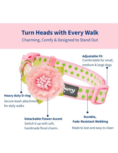 Collar para Perro Blueberry Pet Rosa Bebé Ajustable 30-40 cm Collar para Perro Blueberry Pet Rosa Bebé Ajustable 30-40 cm