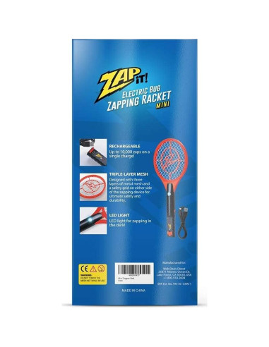 Raqueta Eléctrica ZAP IT! Mini Recargable 4000V - Rojo