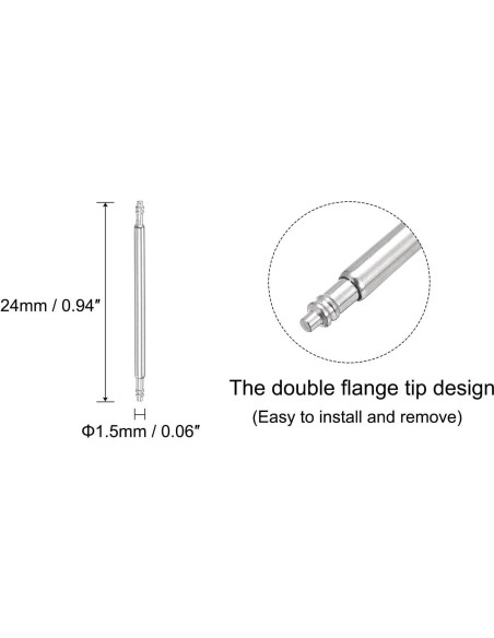 Pines de Resorte para Reloj uxcell 24mm Acero Inoxidable 8 PCS Pines de Resorte para Reloj uxcell 24mm Acero Inoxidable 8 PCS