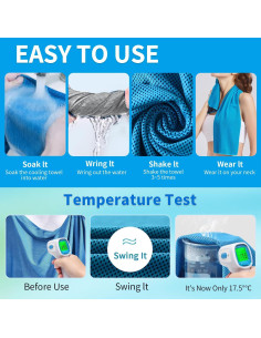 Paquete de 4 Toallas Enfriadoras Puomue 101.6x30.5 cm Microfibra 2