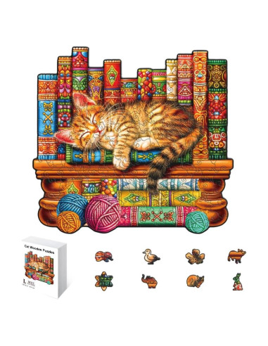 Rompecabezas de Madera 200 Piezas Gato Durmiendo GLASSWINDS 30x28 cm