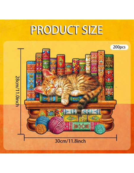 Rompecabezas de Madera 200 Piezas Gato Durmiendo GLASSWINDS 30x28 cm Rompecabezas de Madera 200 Piezas Gato Durmiendo GLASSWINDS 30x28 cm