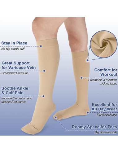 Calcetines de Compresión Beister 20-30 mmHg 4X Grande Beige