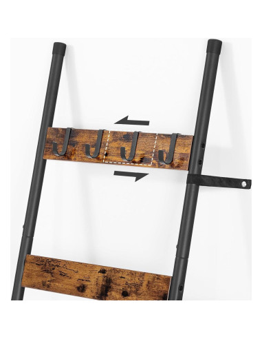 Escalera de Mantas HOOBRO 6 Niveles Marrón Rústico y Negro