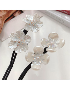 Hacedor de moño de cabello blanco ASTRAQLE con flores 2
