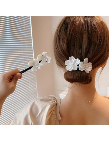 Hacedor de moño de cabello blanco ASTRAQLE con flores